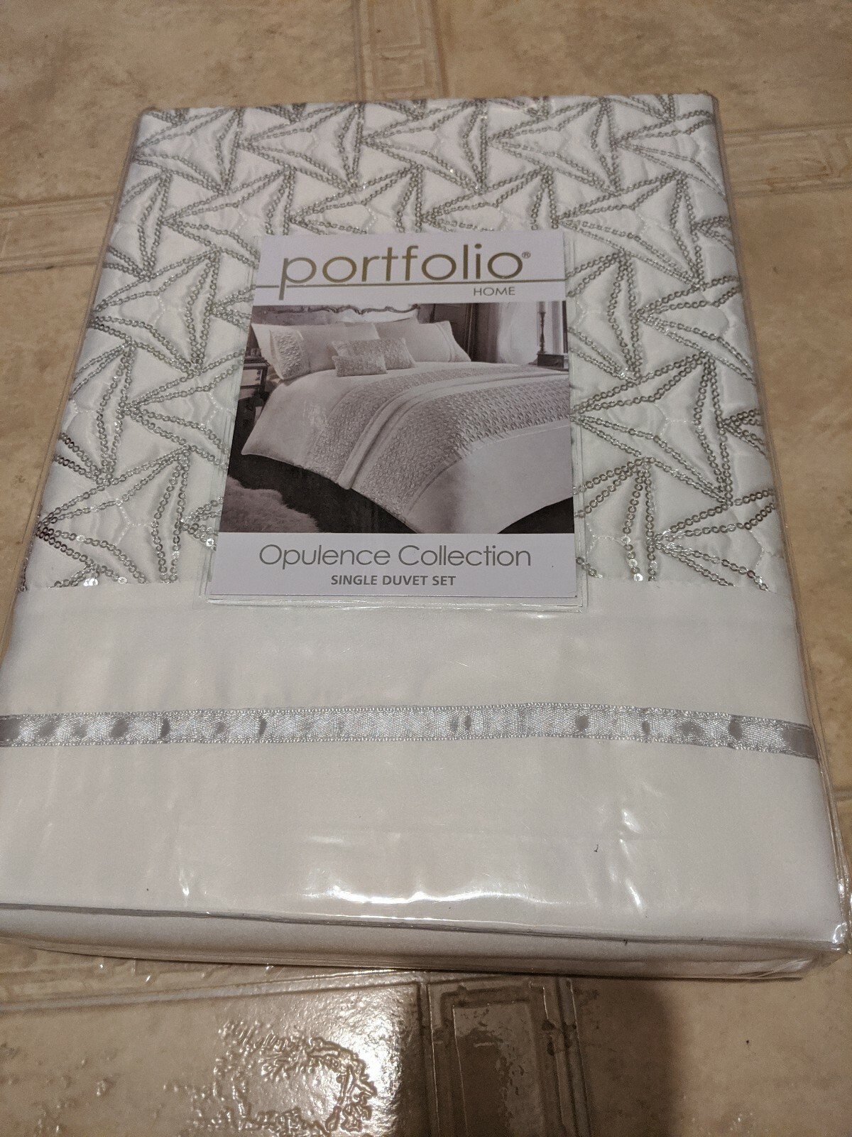 PORTFOLIO ZENIA WHITE SEQUIN DIAMANTEE SINGLE DUVET COVER eBay