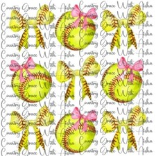 Sublimation Print Transfer Softball Bows Ready to Press Paper Ink Heat Transfer