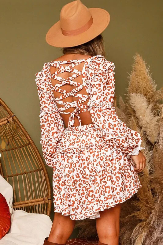 white christmas dresses Multi Leopard Print Asymmetric Cut Out Midi Dress – AX Paris main image 1