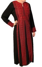 Embroidered Thobe Abaya Traditional Palestinian ARABIAN caftan Dress Red Size S