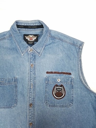 Harley Davidson Denim Embroidered Vest 
