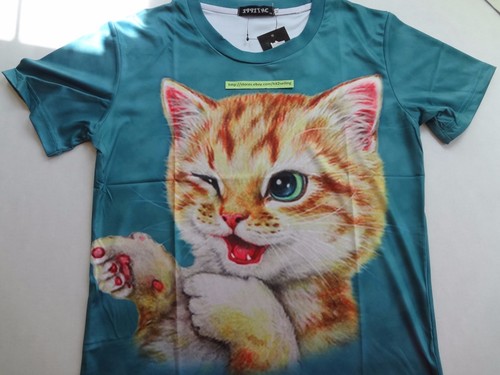 Fashion Cat Boy Girl 3D Graphing T Shirt Top Short Sleeve Casual Tee USA Seller! - Picture 2 of 22