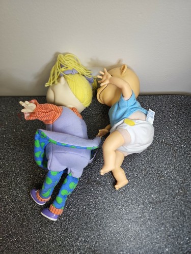 VTG Nickelodeon Rugrats Lot Mattel 1997 Plush Doll Angelica Tommy Hair Raising - Picture 4 of 5