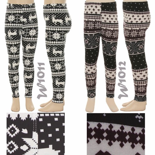Kids Girls Snowflake Printed Full Length Fashion Christmas Leggings pants - Picture 2 of 37
