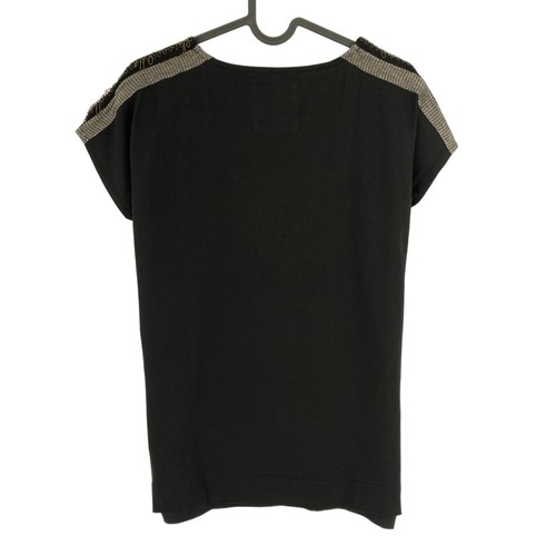 LA MARTINA Negro Manga Corta Viscosa Lino Camiseta Cuello Redondo Talla 2/S - Imagen 3 de 11