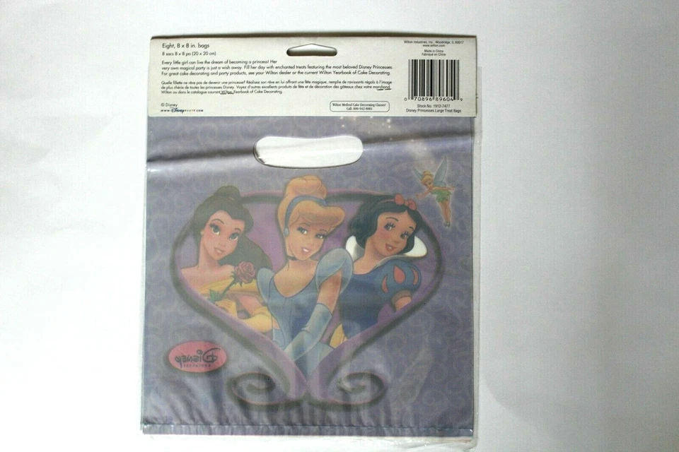 Bolsas de golosinas Disney Princes 8"x8" Blancanieves Cenicienta y Bella con Campanilla ( Foto 2 de 2