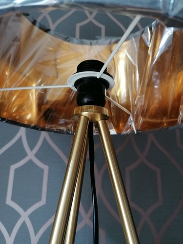 Tripod Table Lamp - Velvet Shade - Charcoal Grey - Office/Desk - Picture 4 of 12