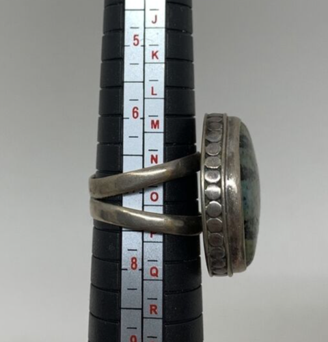 925 African Turquoise Ring size 7.5/O/55 1" Stone 15.21 G Weight Sterling Silver - Picture 7 of 13