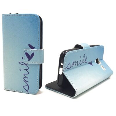 Schutz Hülle für Samsung Galaxy J1 Mini Smile Blau Tasche Case + 1 Panzer Schutz