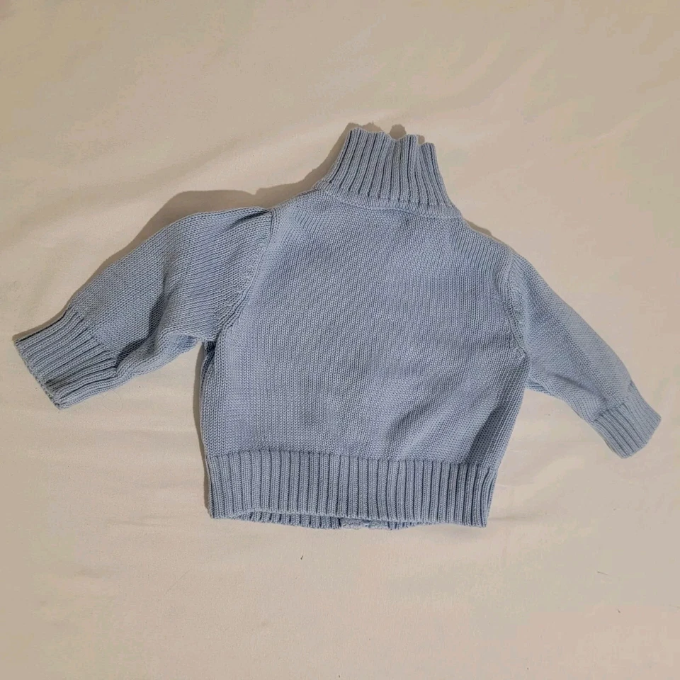 Cárdigan Vintage Talbots Bebé Talla 6 Meses Cremallera Completa Azul Caballo Bordado Foto 2 de 4