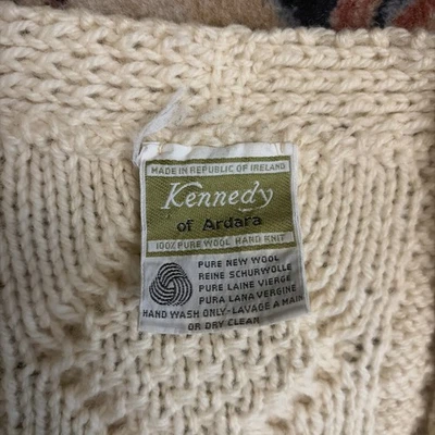 Kennedy of Ardara Vintage Cream Cardigan Sweater Size Large 100% Wool Ireland - Image 1 of 4