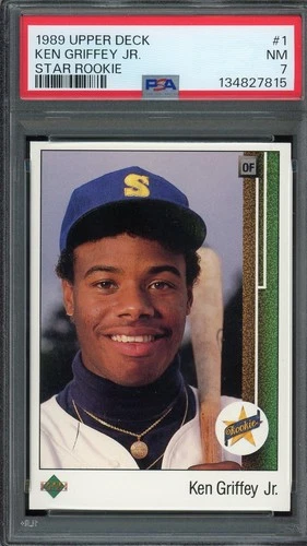 1989 Upper Deck Ken Griffey Jr. RC Flagship Star Rookie Card Iconic #1 PSA 7 🔥