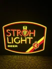 Stroh's Beer Sign Vintage 1980s 20 1/2 x 16 Lighted Neon Back Lit Man Cave Works