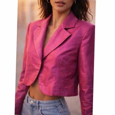 Nozze Pink Cropped Blazer Jacket Women's US 8 EU 40 Cocktail Office