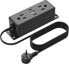 CCCEI Wall Mount Power Strip with USB Ports, Under Desk Mountable Power Strip wi