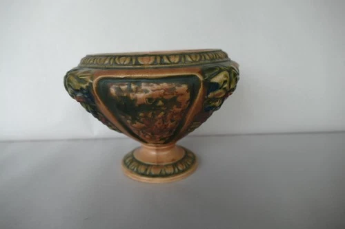 Antique Roseville art pottery Florentine compote footed vase 4 inches tall