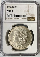 NGC AU 58 1878-CC Morgan Silver Dollar (Carson City Mint)