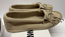 Womens Size 9 Minnetonka Newport STONE Suede Slip On Moccasin Shoes 9 new