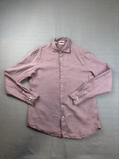 Suitsupply Pure Linen Shirt Mens 42 16.5 Tailored Fit Purple Long Sleeve Button