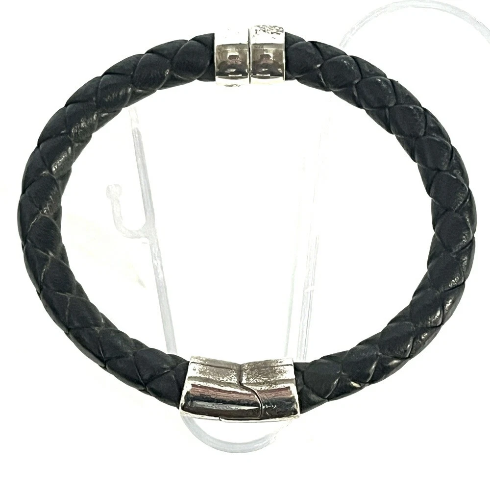 Bracciale BOTTEGA VENETA Intrecciato Nappa Argento Ag925 Pelle Nero 2023