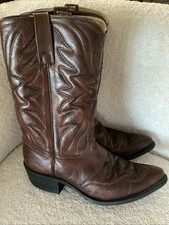 Durango Brown Leather Cowboy Boots Mens Size 9 EE Made In The USA Style # 9034
