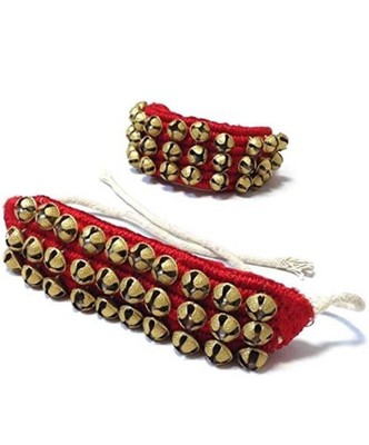 MetalCraft 3 Line Ghungroo with Red Pad - Ideal for Kathak/Bharatanatyam