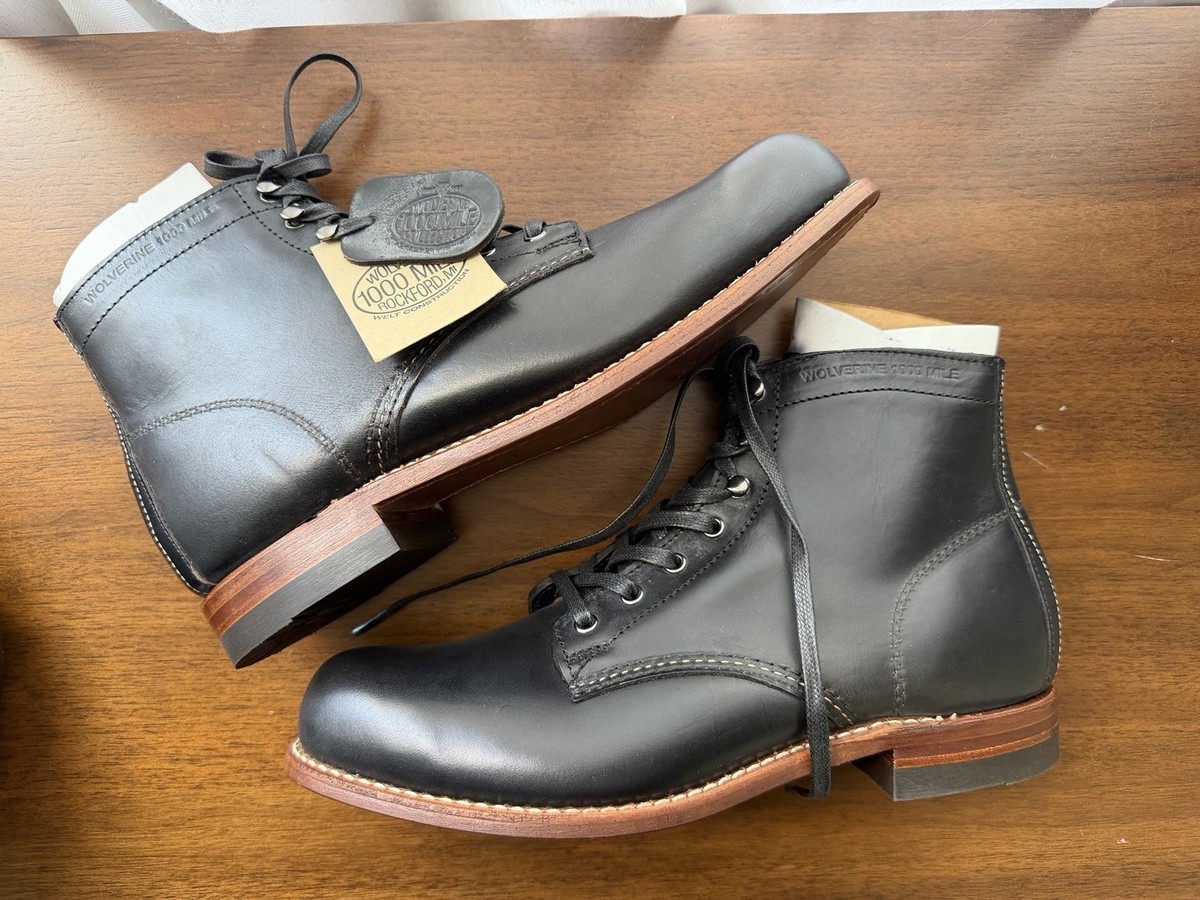 Wolverine Black Leather Lace-Up‎ Boots Wolverine 1000 Miles Black Lace Up Leather Boots Mens Size  main image 3