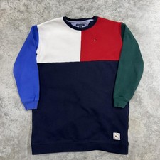 Tommy Hilfiger Sweatshirt Womens Small Colorblock Navy Red Green Logo dress
