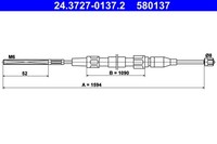 ATE Bremsseil Seilzug Feststellbremse 24.3727-0137.2 FüR VW Classic Polo 86C 80