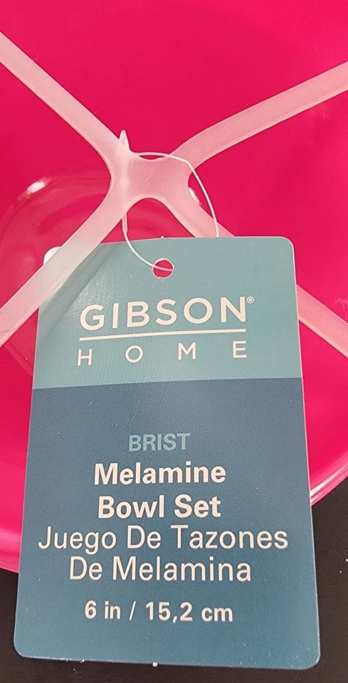 Gibson Home Set Of 4 Bright Pink Melamine Bowls  6” NEW - Image 2 of 4