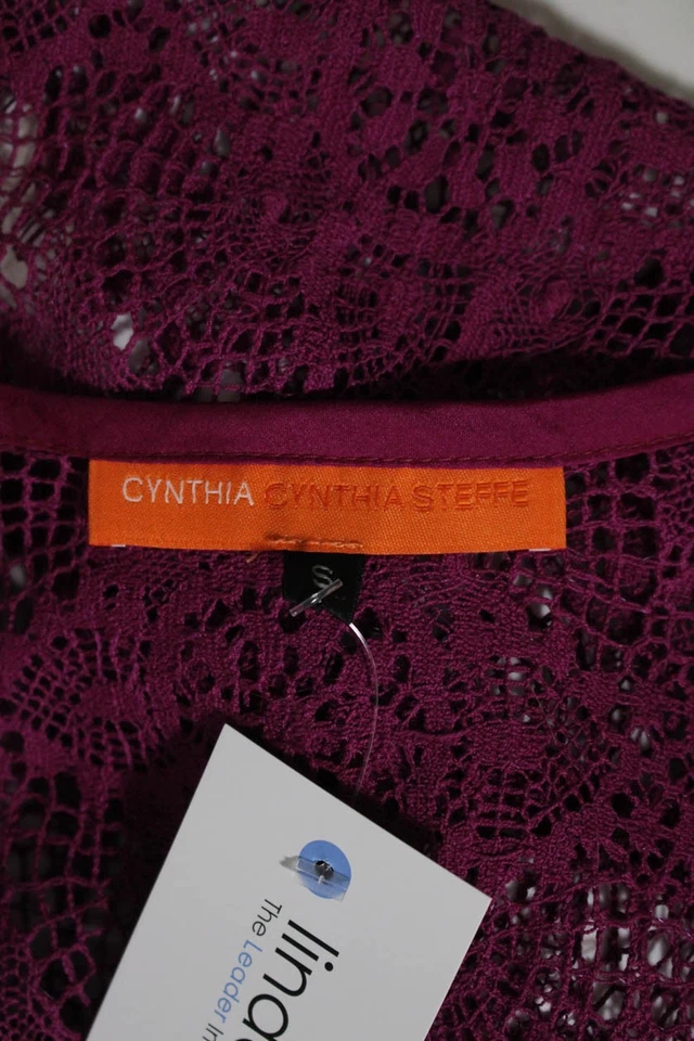 Cárdigan Cynthia Cynthia Steffe Mujer Encaje Media Manga Un Botón Púrpura Talla S Foto 4 de 4