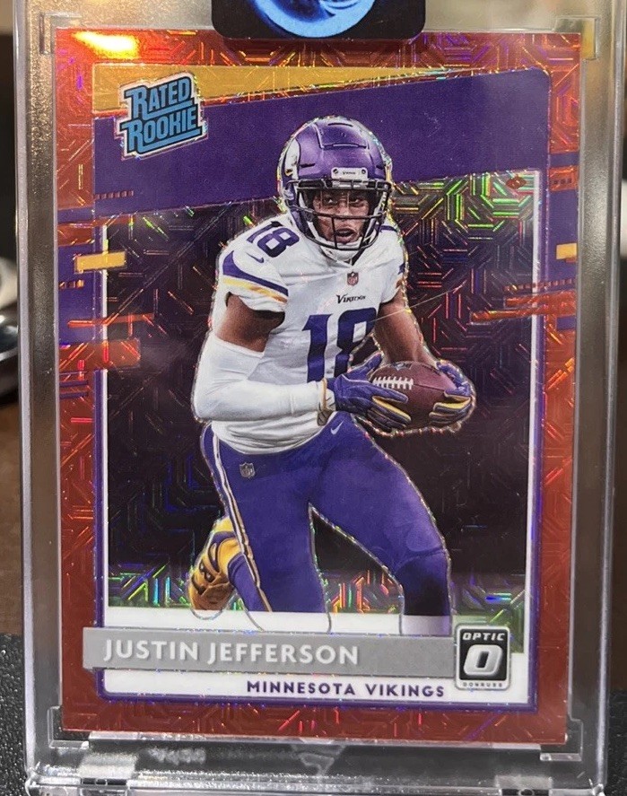 Justin Jefferson 2020 Optic Red Mojo Prism Rated Rookie Minnesota Vikings