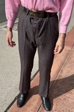 60s 70s Vintage Brown/Grey Slacks Bell Bottom Pants Flared Leg Retro Disco Men