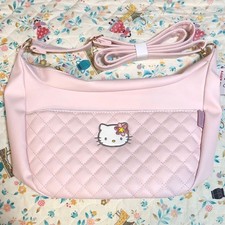 Borsa a tracolla rosa trapuntata Hello Kitty design viso nuova