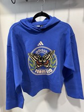 Adidas Farm Rio Women s Small Butterfly Crop Blue Hoodie NWT