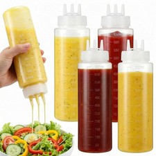 6 Pack 23oz Plastic Squeeze Condiment Bottles with 3 Holes Sauce Dispenser fo...