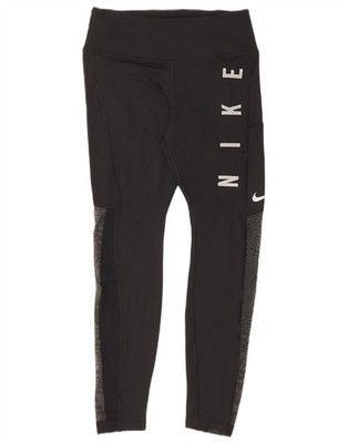 Nike Damen Dri Fit Grafik Leggings UK 8 Small schwarz Colourblock EA45