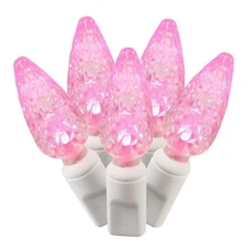 Vickerman 100 LED Bulb Pink & White Wire C6 End Connecting 4 in. x 34 ft.