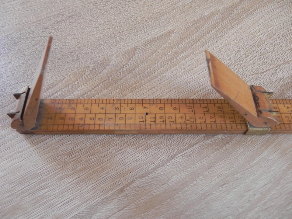 Pédimètre ancien (laiton/bois) - Mesure pieds pour cordonnier en l'état. - Photo 4/4