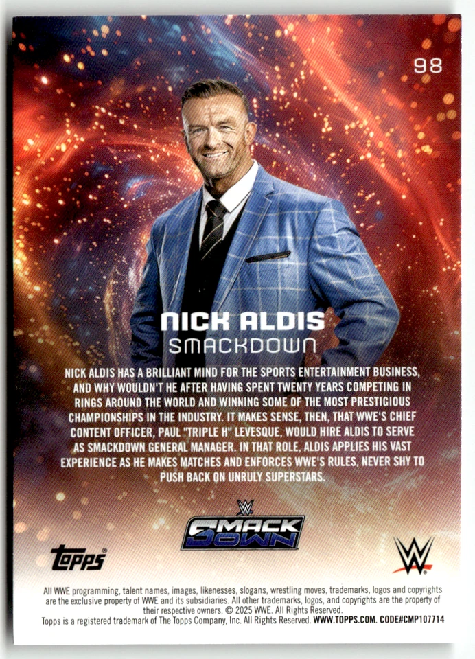 Topps Universe WWE Wrestling 2025 N° 98 Nick Aldis Carte Sport Original - Photo 2/2