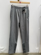 Adidas Kids Fleece Joggers Black Melange Aeroready Grey Youth 13-14 Years Large