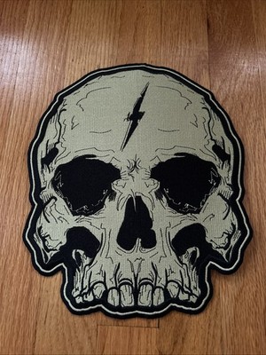 Seventhink Gold Lightning Patch Skull Large Back Patch 11 Inch Biker Rocker