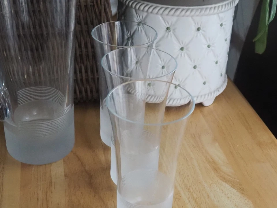 Service 7 pièces à Orangeade de luxe  1950, en verre avec sa carafe à anse. TBE - Photo 3/4