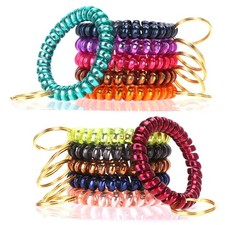 12 Colors Spring Spiral Wrist Coil Key Chain, Wristband Key Ring for Office, Sho