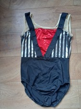 leotard gymnastics dance size 34. Black red silver mesh
