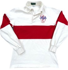 Vintage Olympics Rugby Polo Shirt Women Medium  Figure Skating 80s 90s Ladies