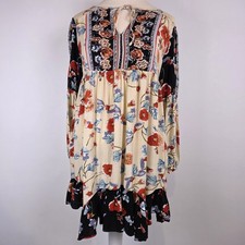 Patrons Of Peace Long Sleeve Dress S Multicolor Floral Babydoll Boho Hippie