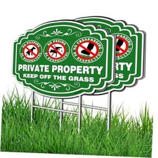 2 PC No Dog Poop Sign - 14    11    Double Sided Yard Signs with Metal H-Stake 
