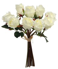 15in Rose Bud Vanilla Artificial Flower Long Stems Bouquet Cream, 1 