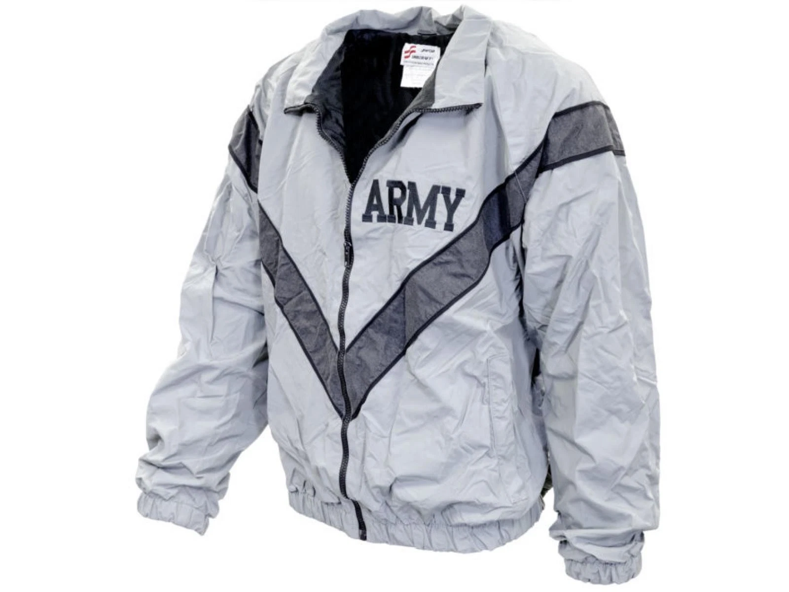 USED US ARMY GREY REFLECTIVE PT JACKET FITNESS UNIFORM COAT WIND BREAKER WARM-UP